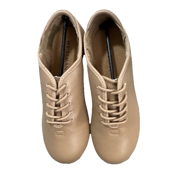 Weissman Tap Shoes Childs Size 12CM Style W1600 Caramel Lace UP‎ Rubber Sole New - Picture 3 of 5
